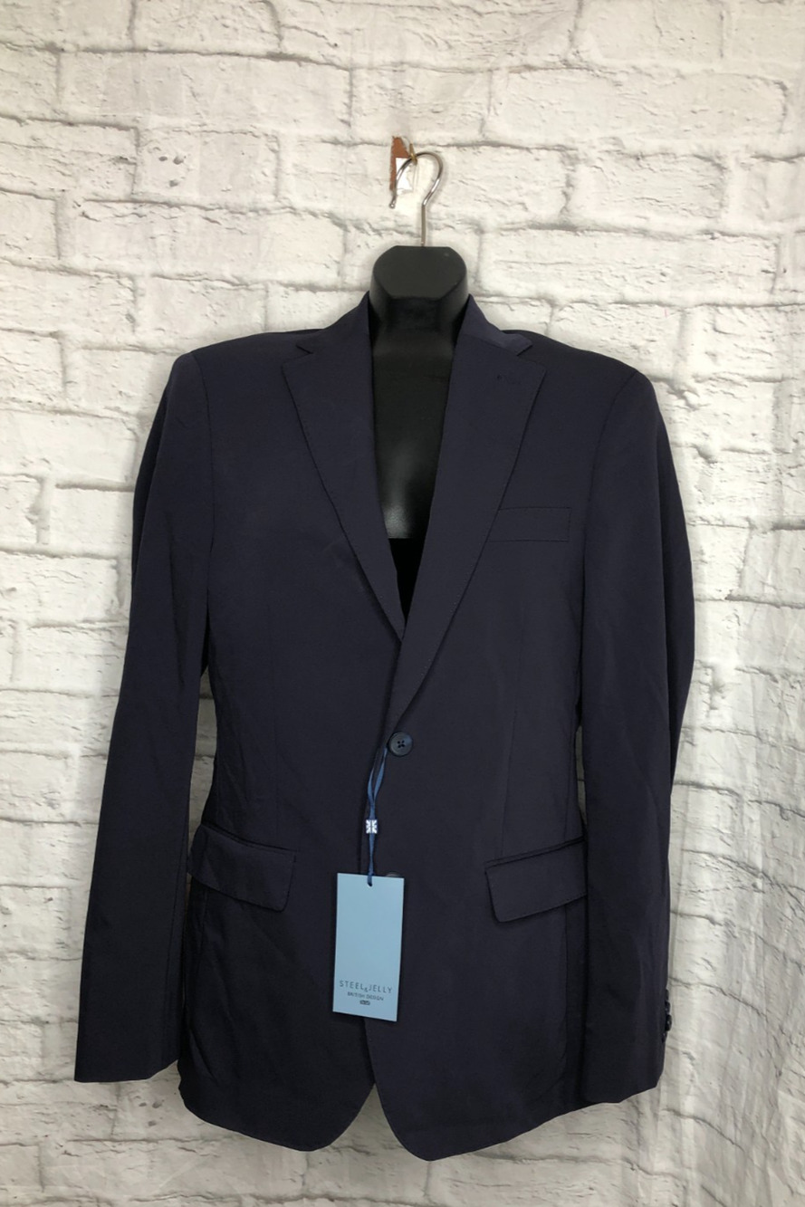 Steel & Jelly Blazer Mens 36 Navy Blue Jacket Structured Office Career